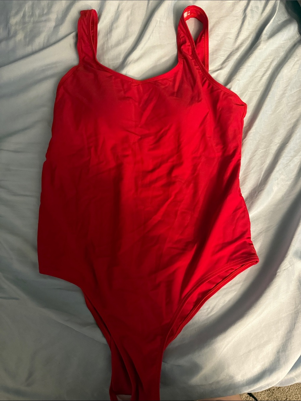Women’s Red One-Piece Swim Bodysuit - Classic Scoop